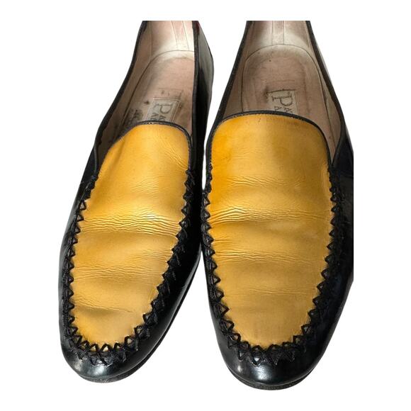 Vintage 80’s PATRIZIA PANCALDI Black & Gold Soft Leather Loafer Two Tone size 7 - Picture 12 of 12